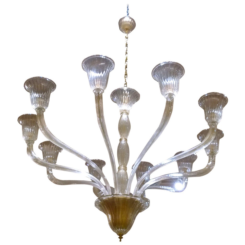 Gold Murano Glass Chandelier by Barovier e Toso