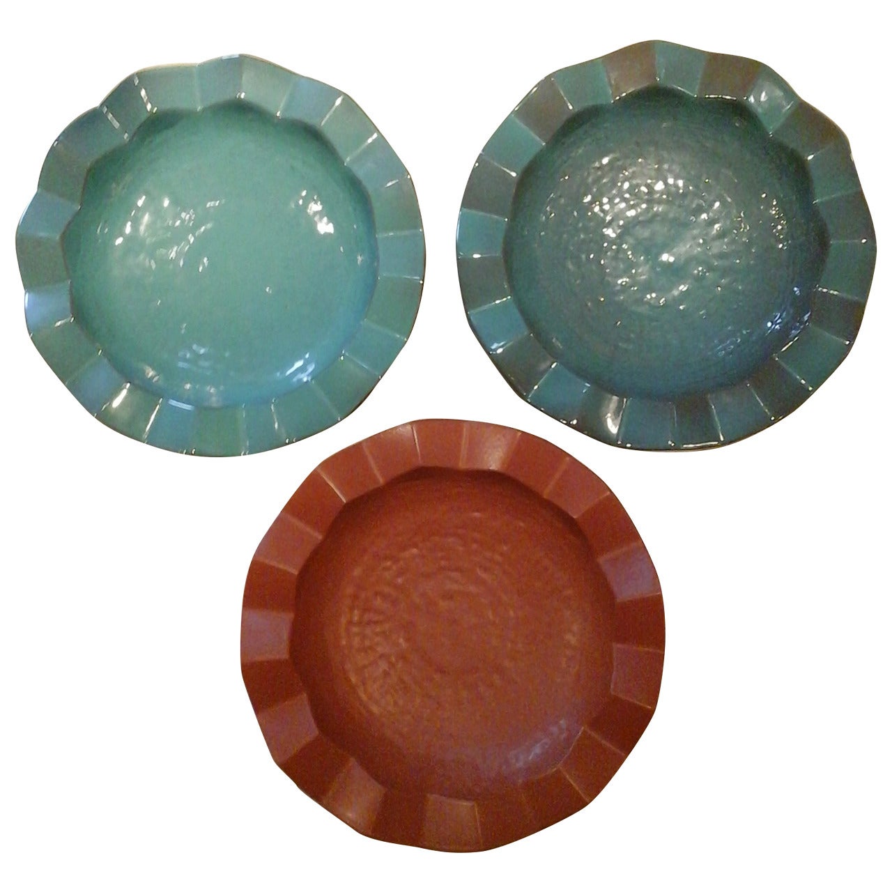 Midcentury Zig Zag Ceramic Bowls by Design Technics For Sale