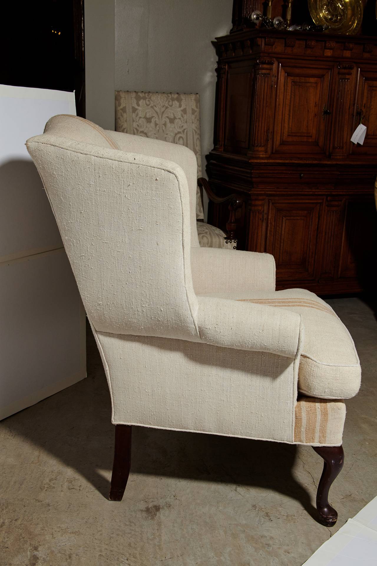 queen anne wingback chair for sale