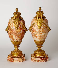 Pair of Antique French Louis XVI Style Marble Vases