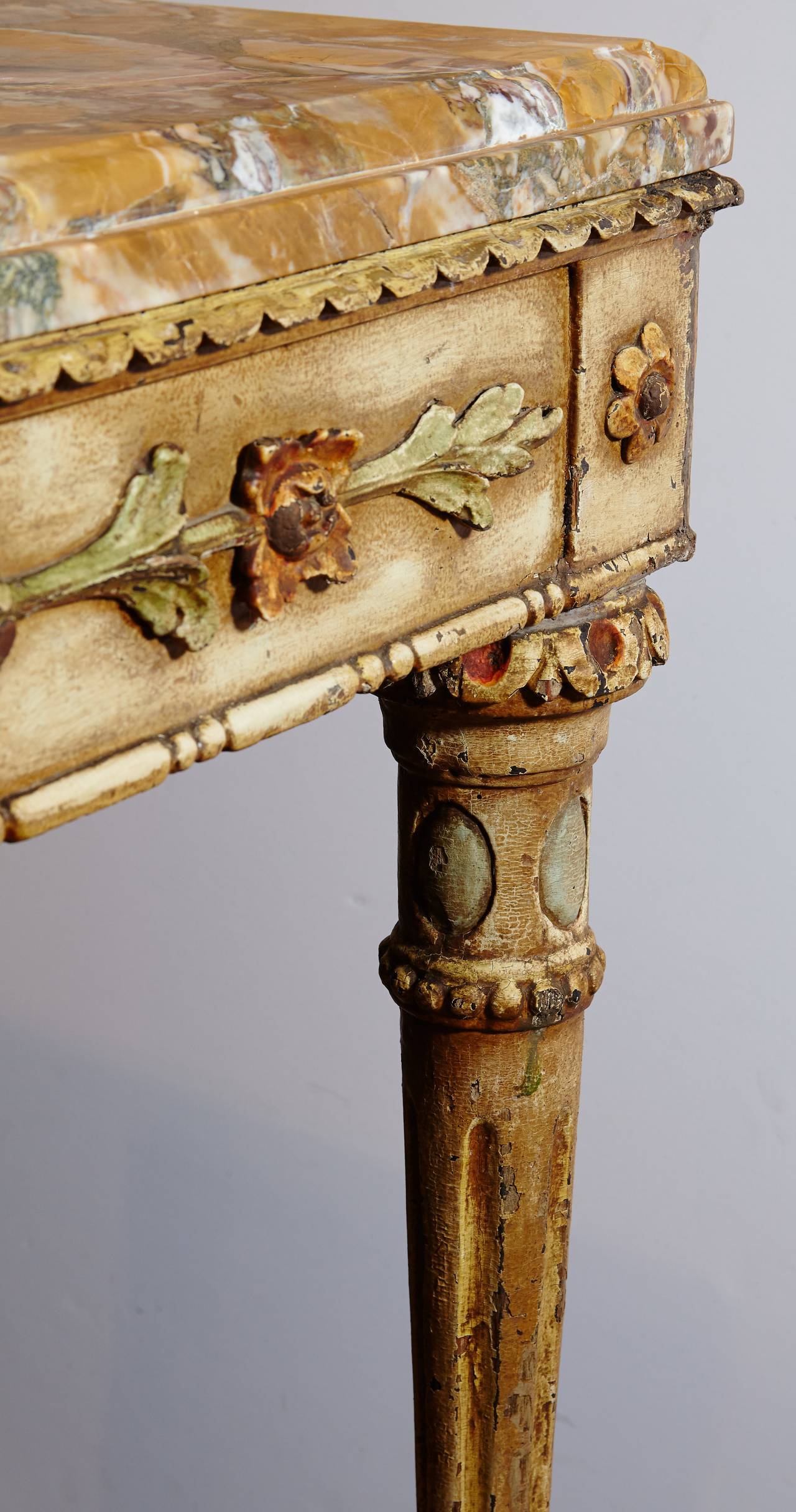 Neoclassical 18th Century Italian Carved and Painted Console