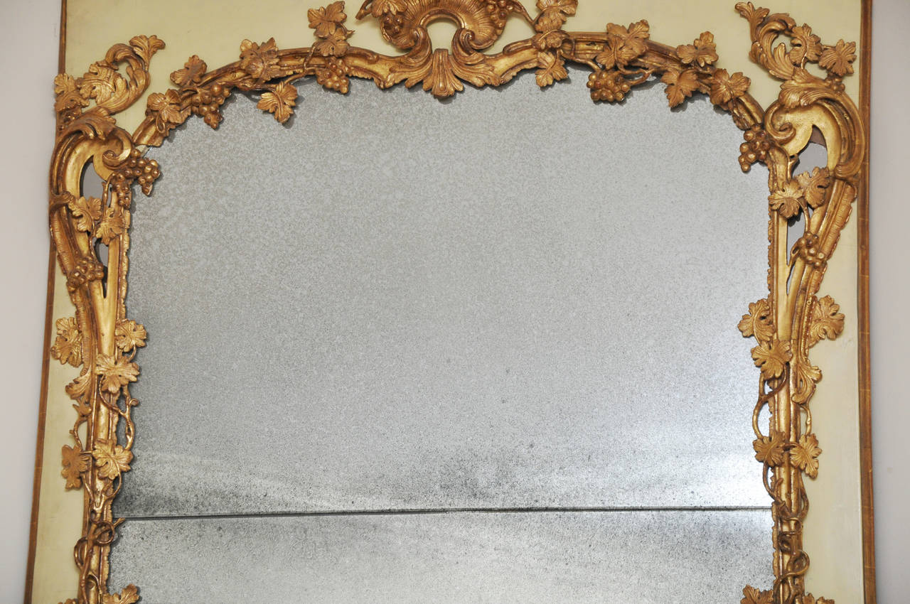 Gilt 18th Century French Trumeau Mirror, Provence For Sale