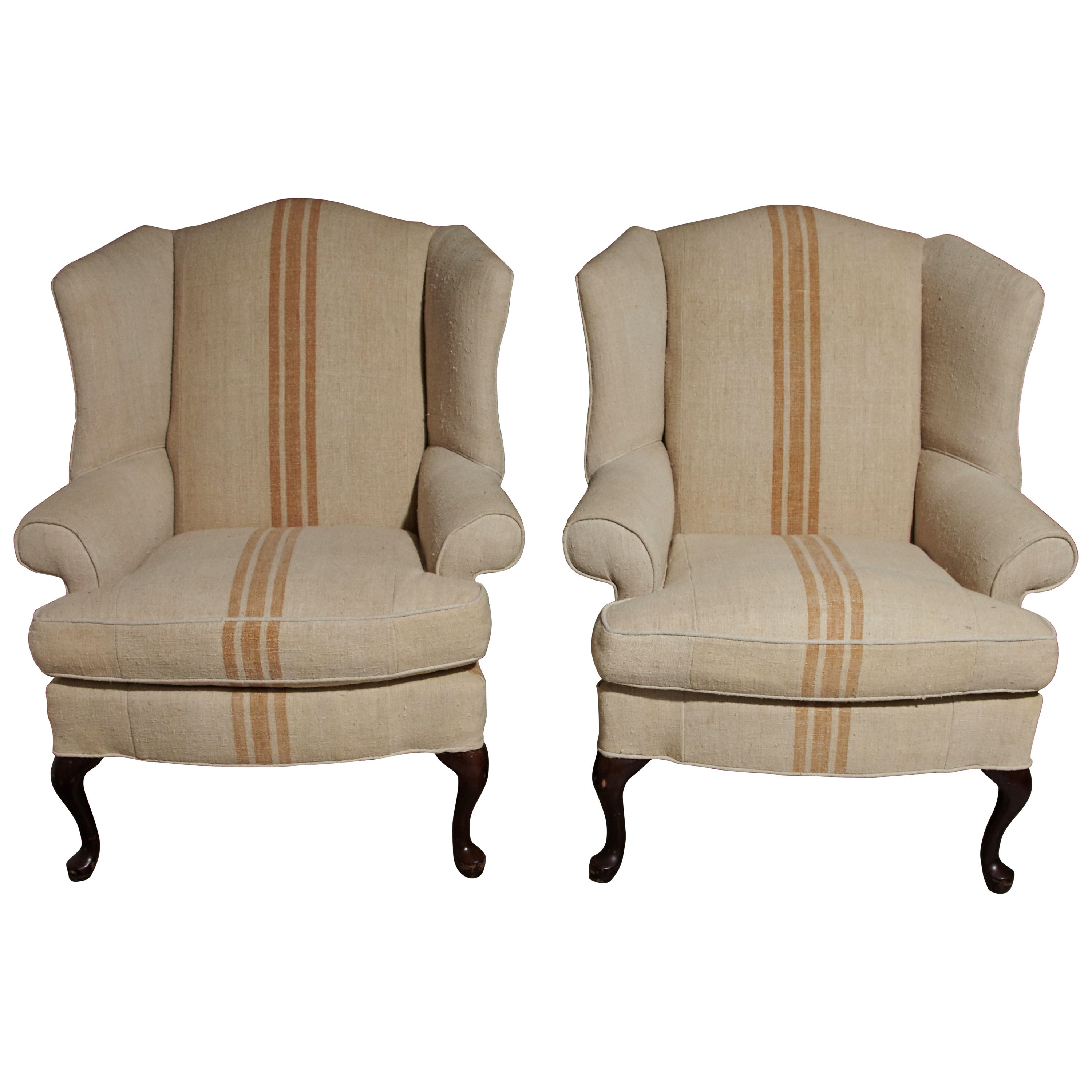 Pair of Queen Anne style Wingback Chairs