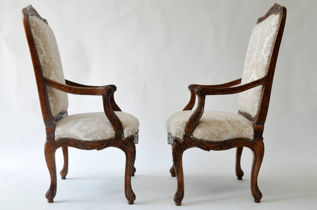 18th Century Louis XV Walnut Armchairs 4