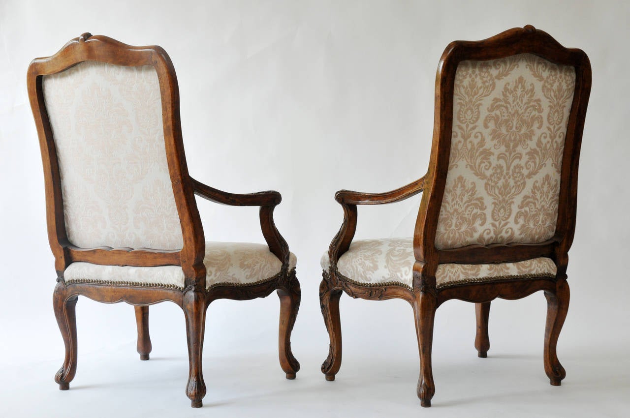 18th Century Louis XV Walnut Armchairs 5