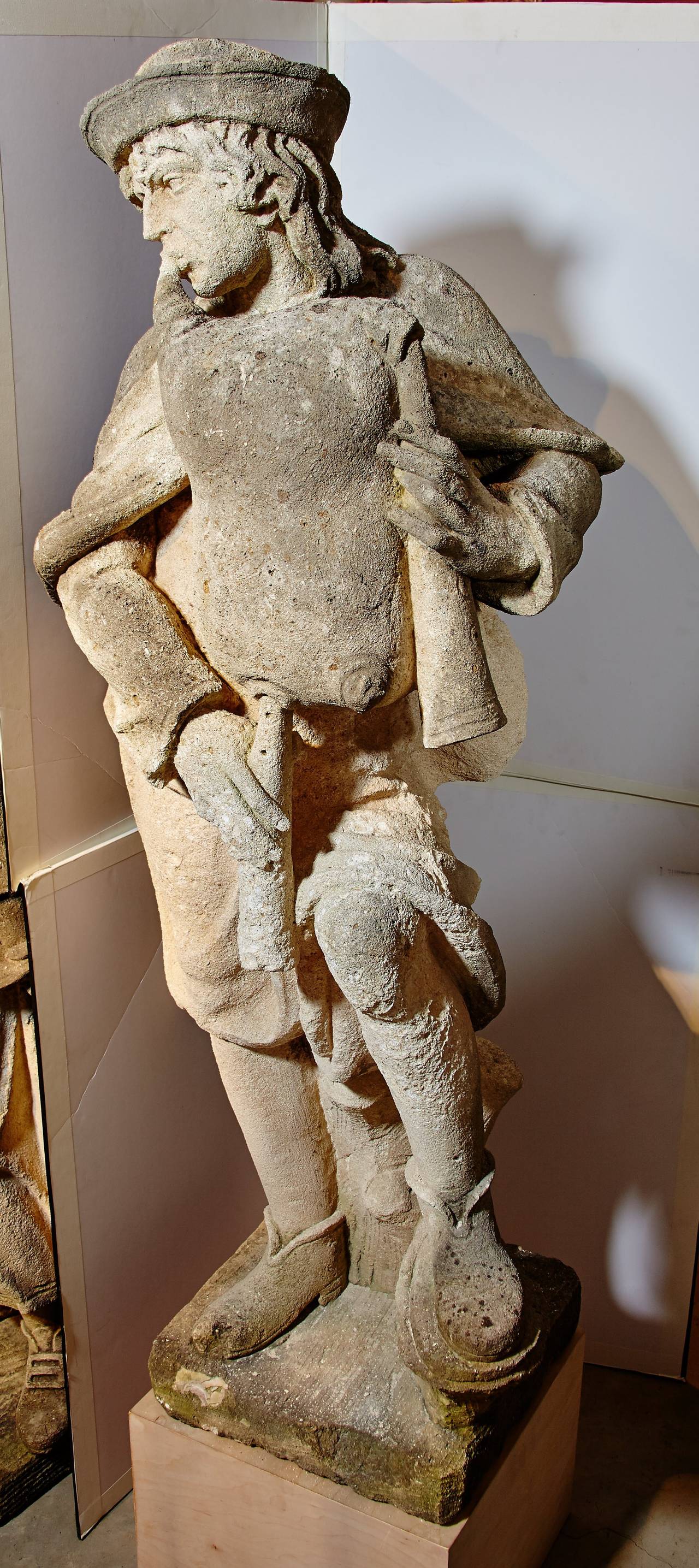 Hand-Carved Vicenza Nearly Life-sized Stone Statues of Young Couple 1