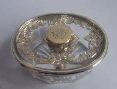 An exceptionally fine 
unusual silver gilt mounted glass Dressing Table Box