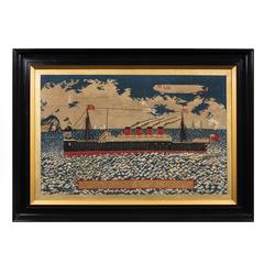 Woolwork Picture of the Liner RMS Lusitania 9