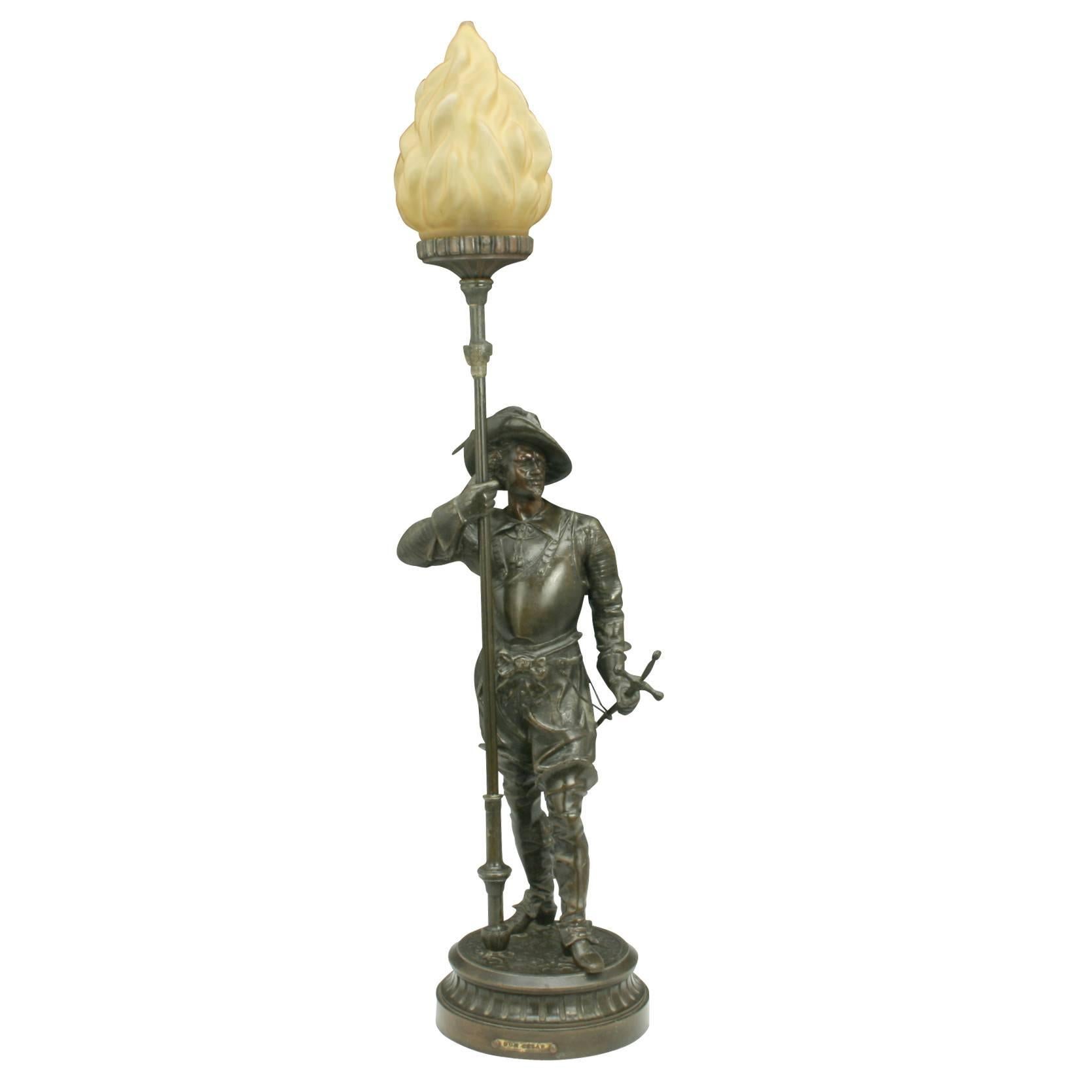 Bronzed Spelter Cavalier Lamp