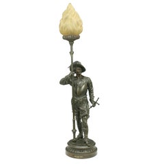 Bronzed Spelter Cavalier Lamp