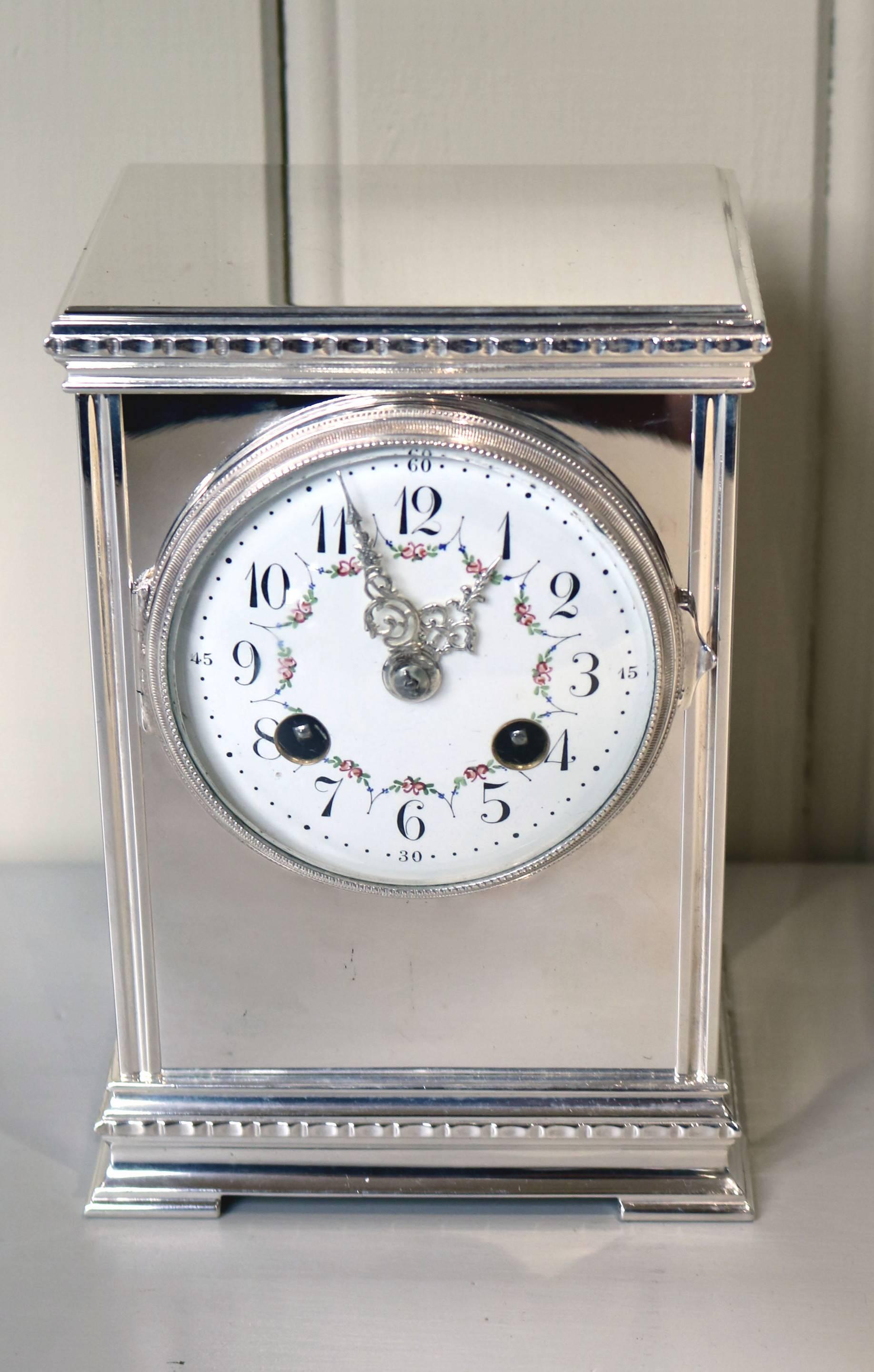 Silver Plated Striking Mantel Clock 1
