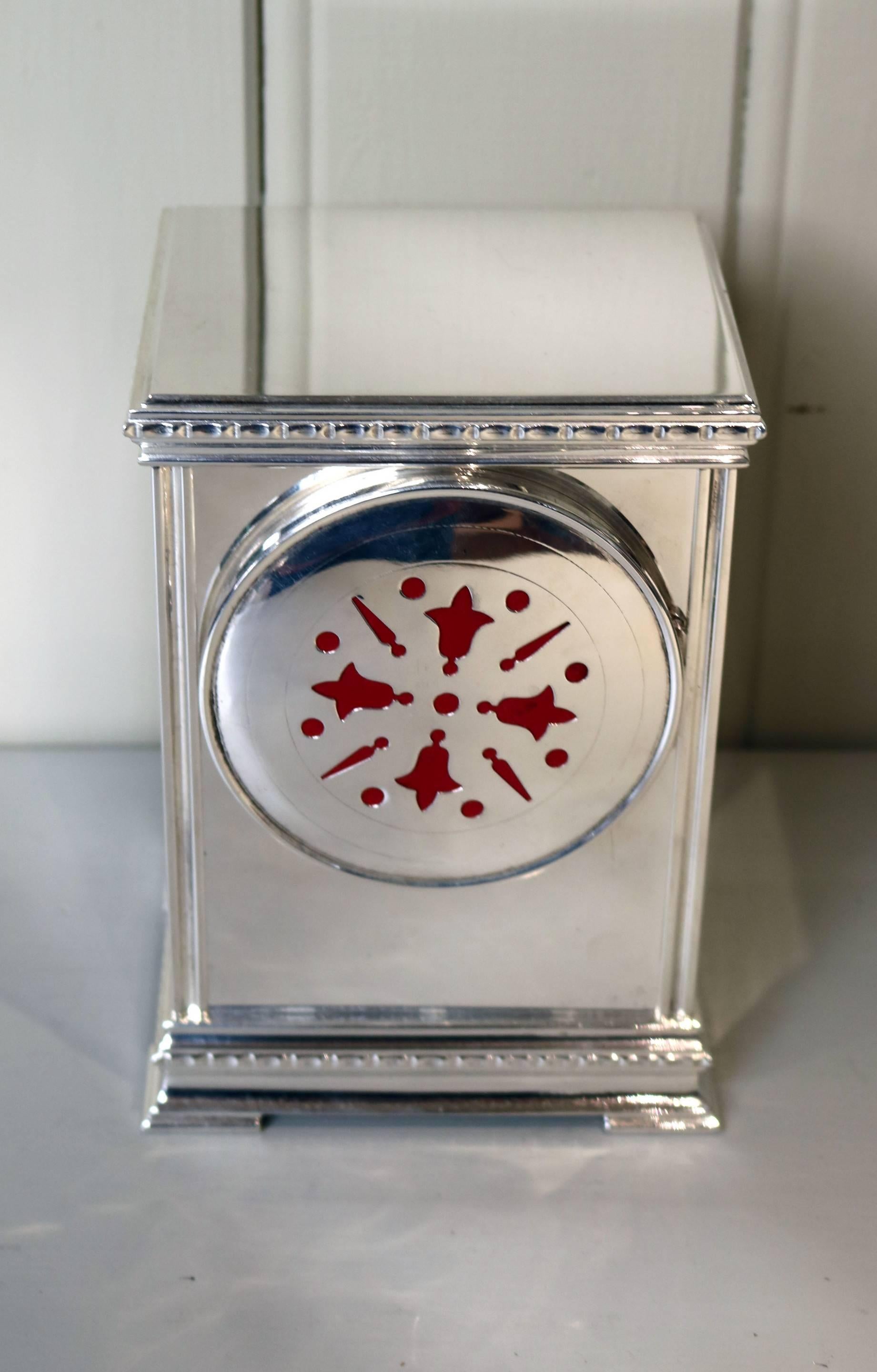 Silver Plated Striking Mantel Clock 3