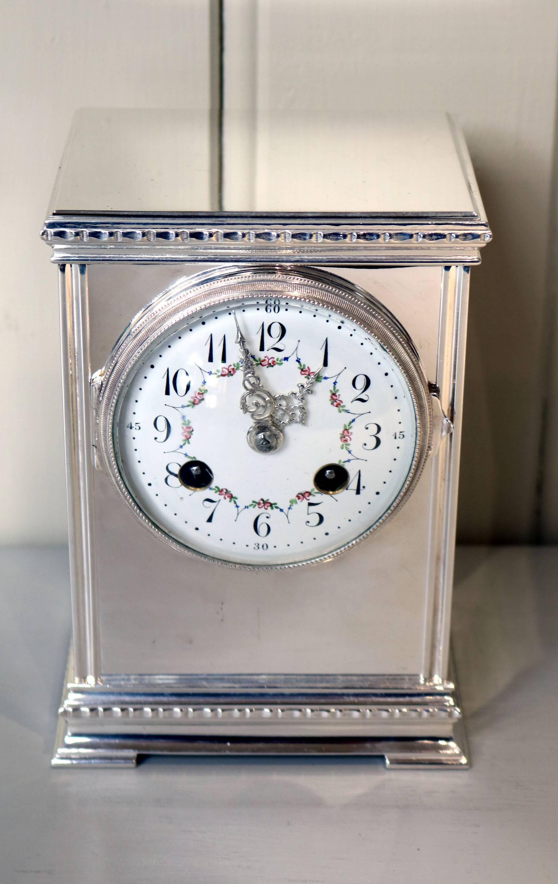 Silver Plated Striking Mantel Clock 4