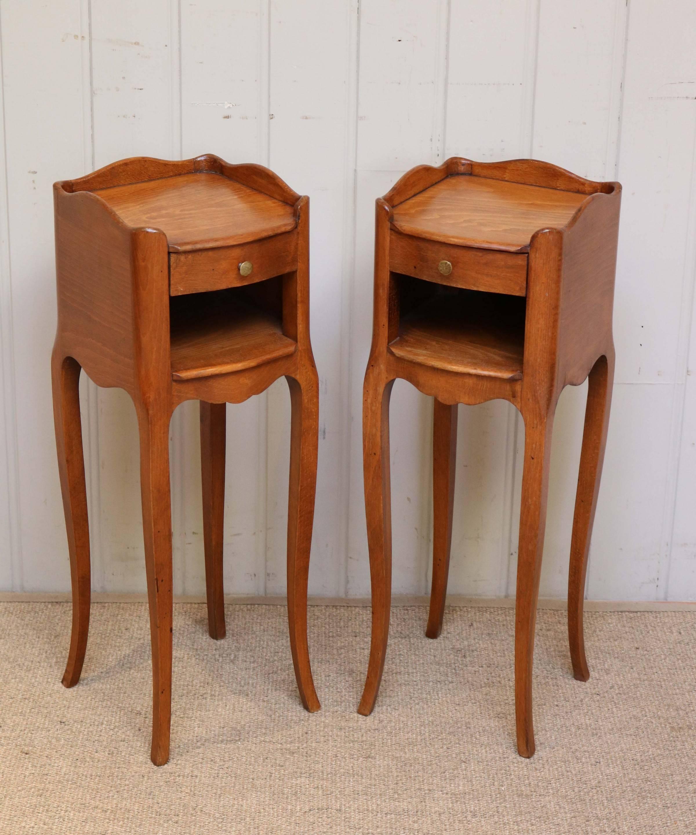 Pair of Slim Cherrywood Bedside Cabinets In Good Condition In Buckinghamshire, GB