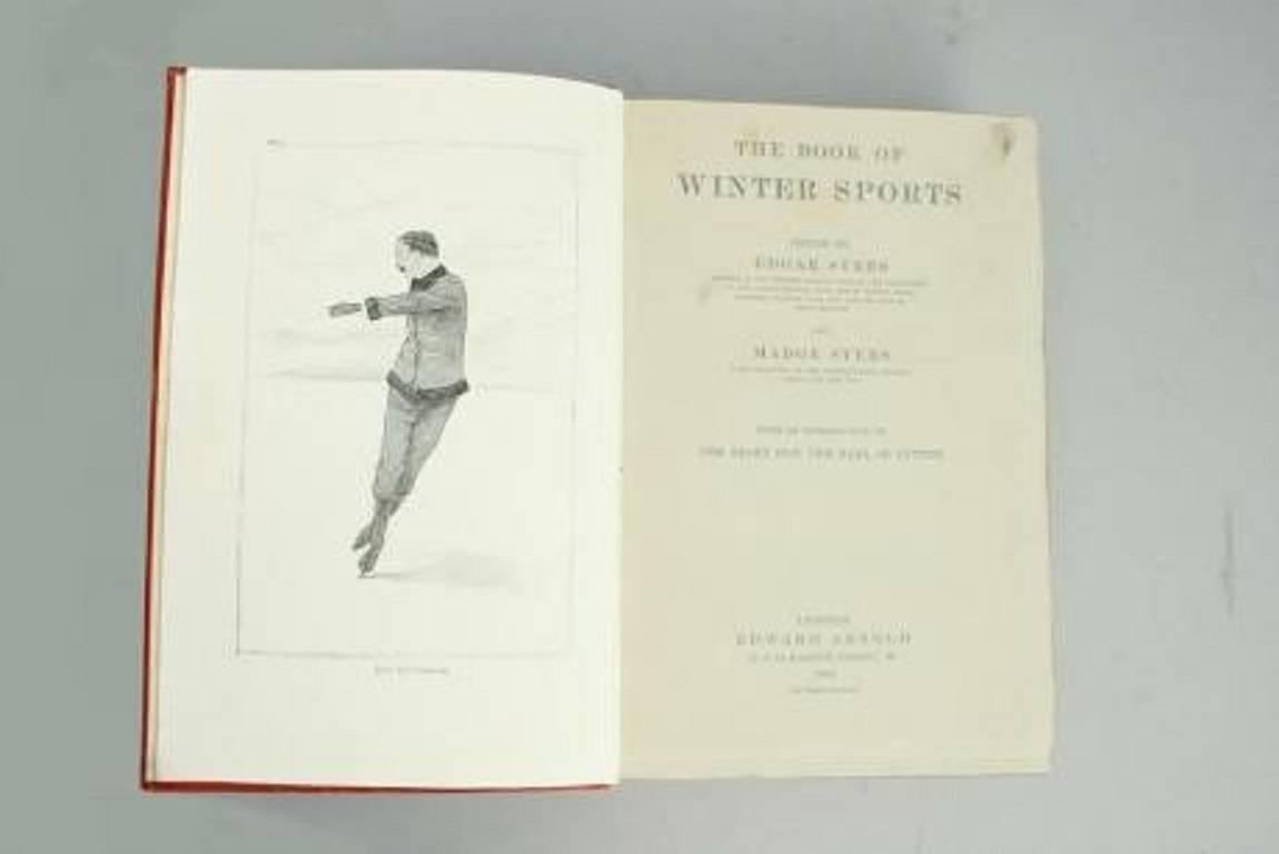 A good first edition copy of 'THE BOOK OF WINTER SPORTS' with a hard cover in original red cloth with gilt title to the front and spine and a gilt pictorial vignette to the cover depicting a couple ice-skating. The book was edited by Edgar Syres and