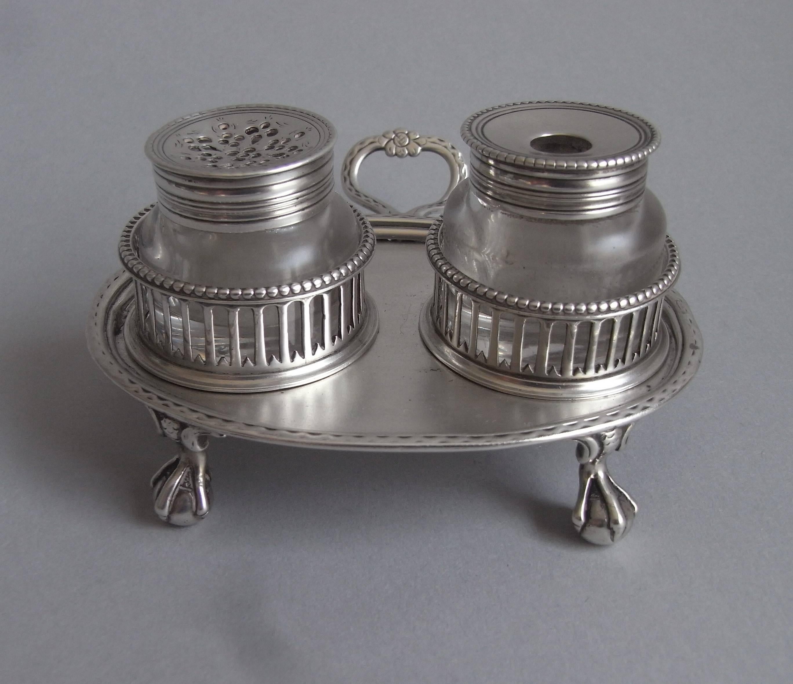 English An extremely rare George III Lady's Inkstand made by Burrage Davenport.