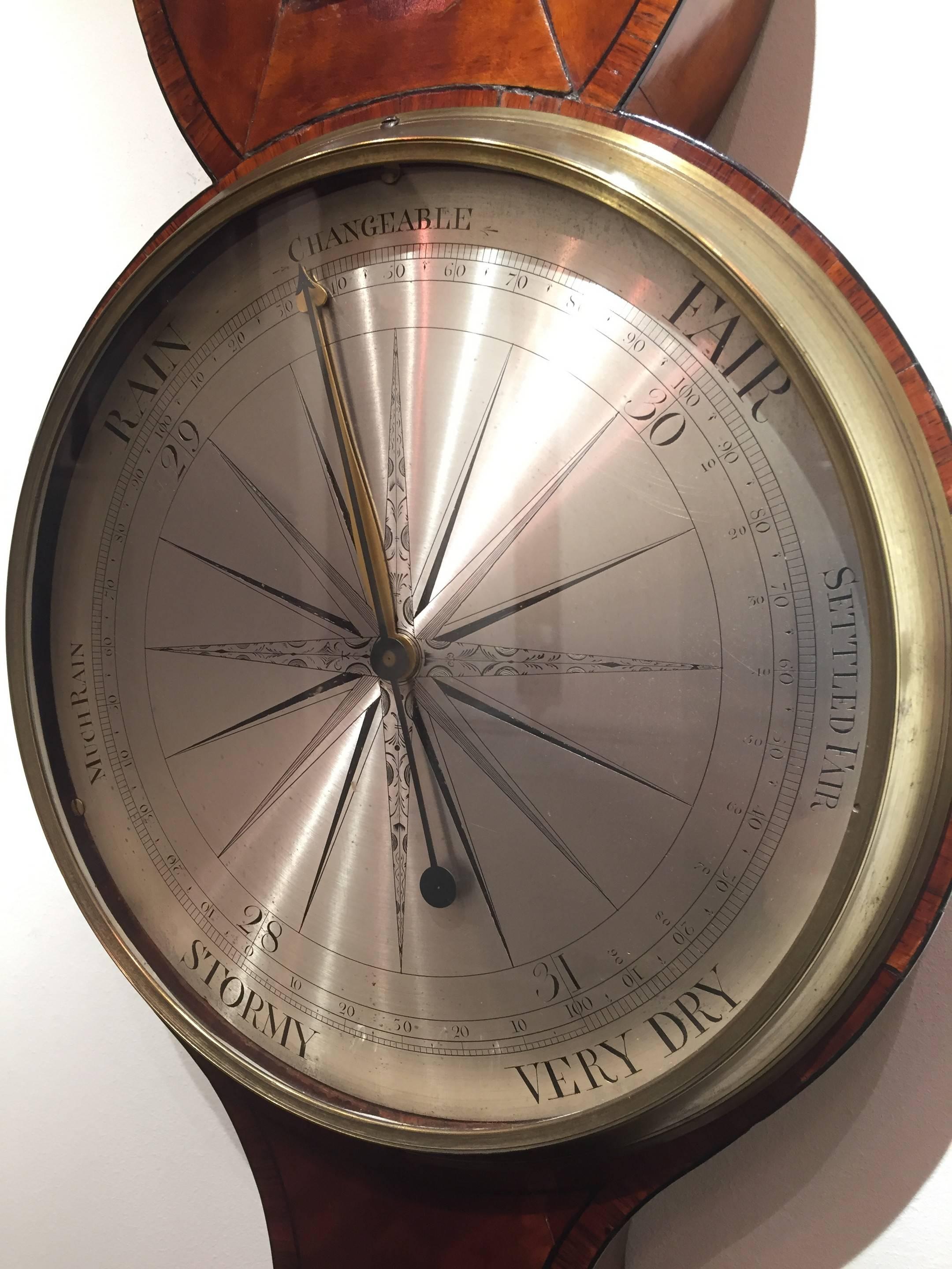 George III 18th Century Antique Georgian Satinwood Precision Barometer For Sale
