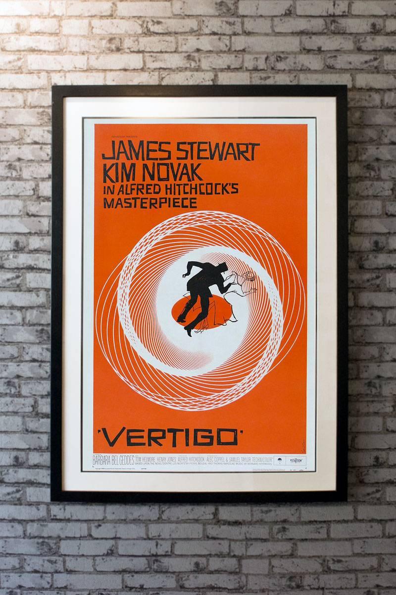 This highly collectible and visually striking poster is the work of the premier graphic designer Saul Bass (1920-1996). Premiere Magazine voted ‘Vertigo’ #3 on its list of 