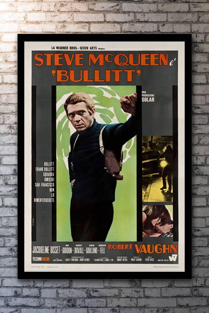 Very rare large format first release poster from Italy with artwork by Renato Fratini - one of the sought after of any poster variant for this film. Steve McQueen is the San Francisco cop who becomes determined to find the underworld kingpin that