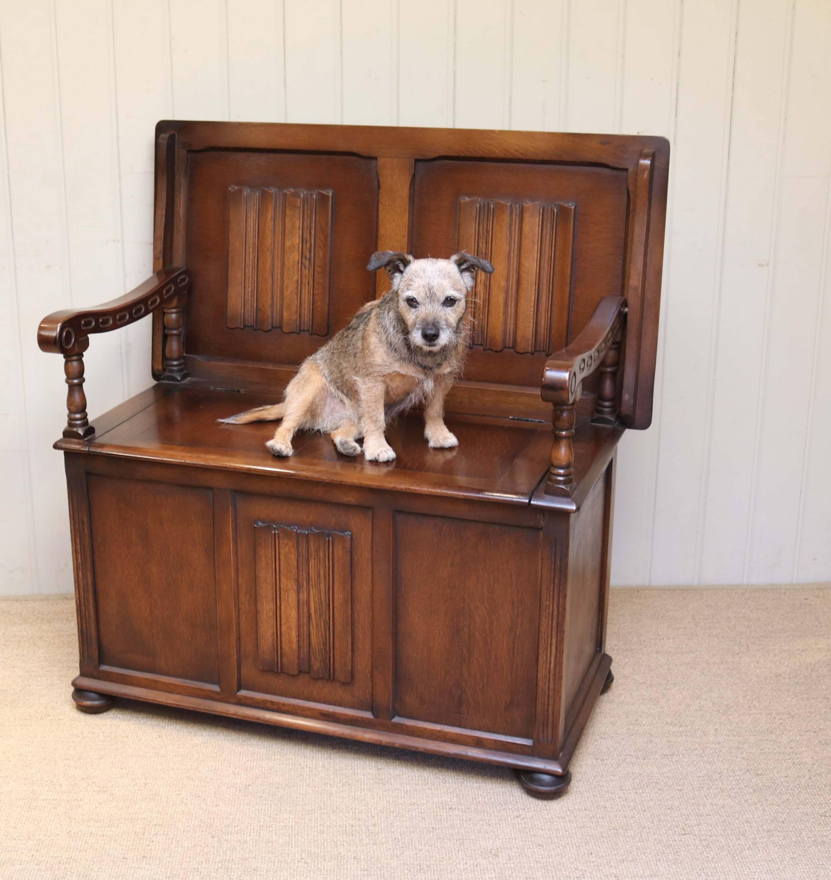 English Oak Monks Bench For Sale