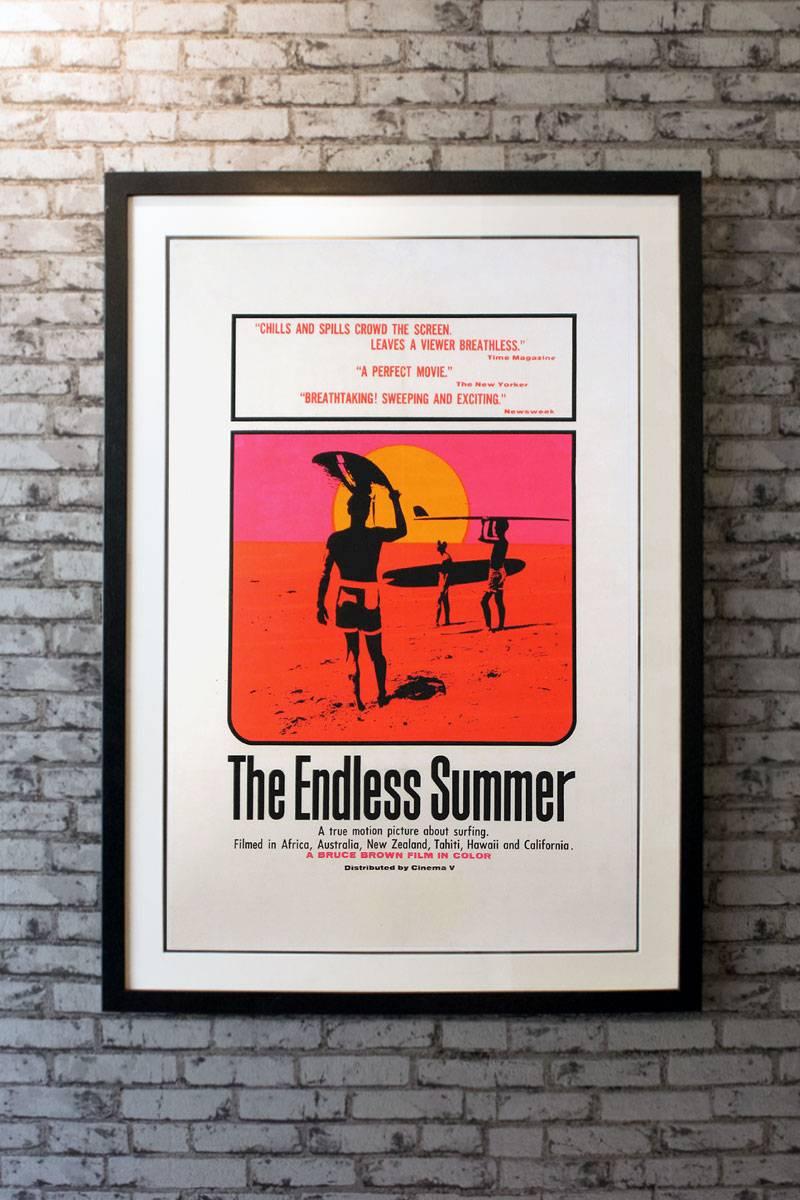 The Endless Summer was the crown jewel to ten years of Bruce Brown surfing documentaries. The search for the perfect wave. Filmed in Africa, Australia, New Zealand, Tahiti, Hawaii and California. This is a first release US 1 sheet poster in the USA