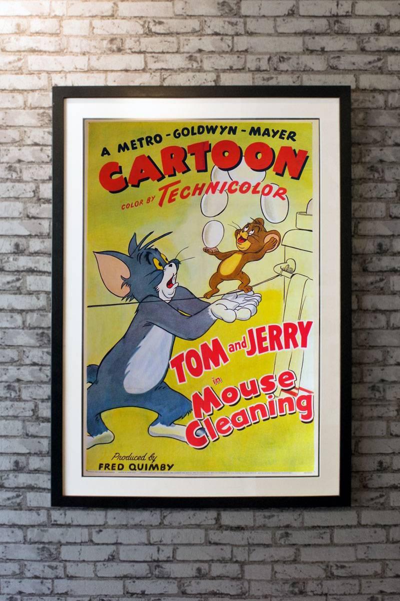 This is a rare Cinemascope Hanna and Barbera cartoon stock sheet used to follow the exploits of our favourite cat and mouse. The color saturation on this poster is fantastic.

Framing options:
Glass and single mount + £250
Glass and double mount