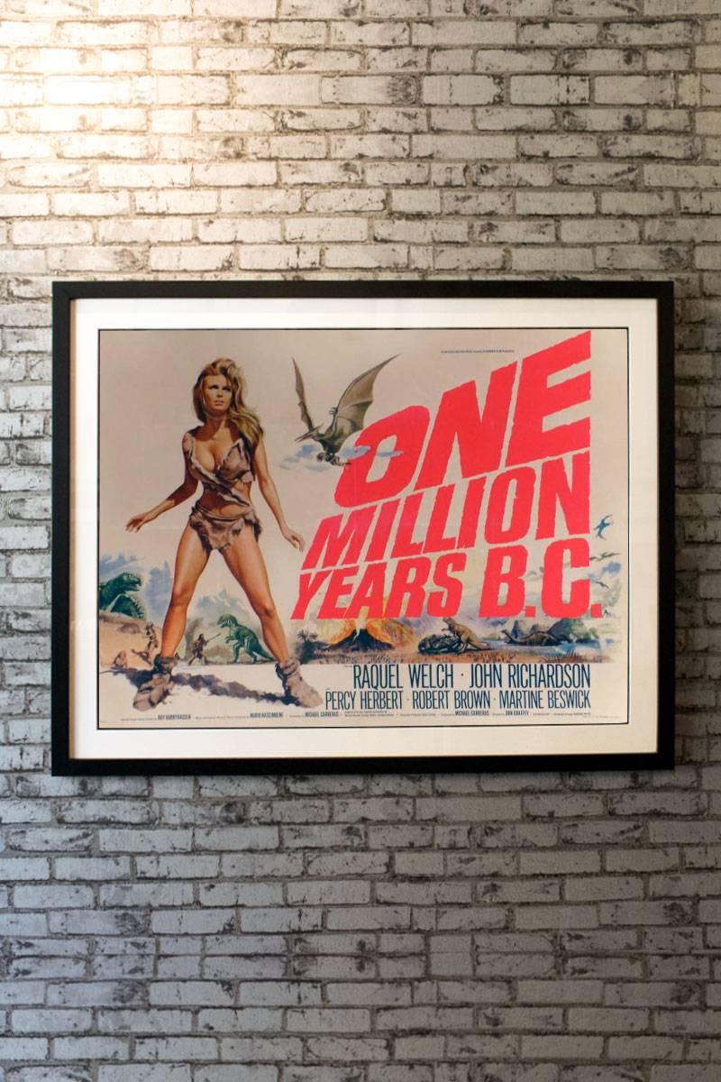 The most iconic of all Hammer posters features the quintessential image of Raquel Welch at her peak. Designed and illustrated by Tom Chantrell, Welch’s clad in fur-bikini image formed the centrepiece for arguably the most successful marketing