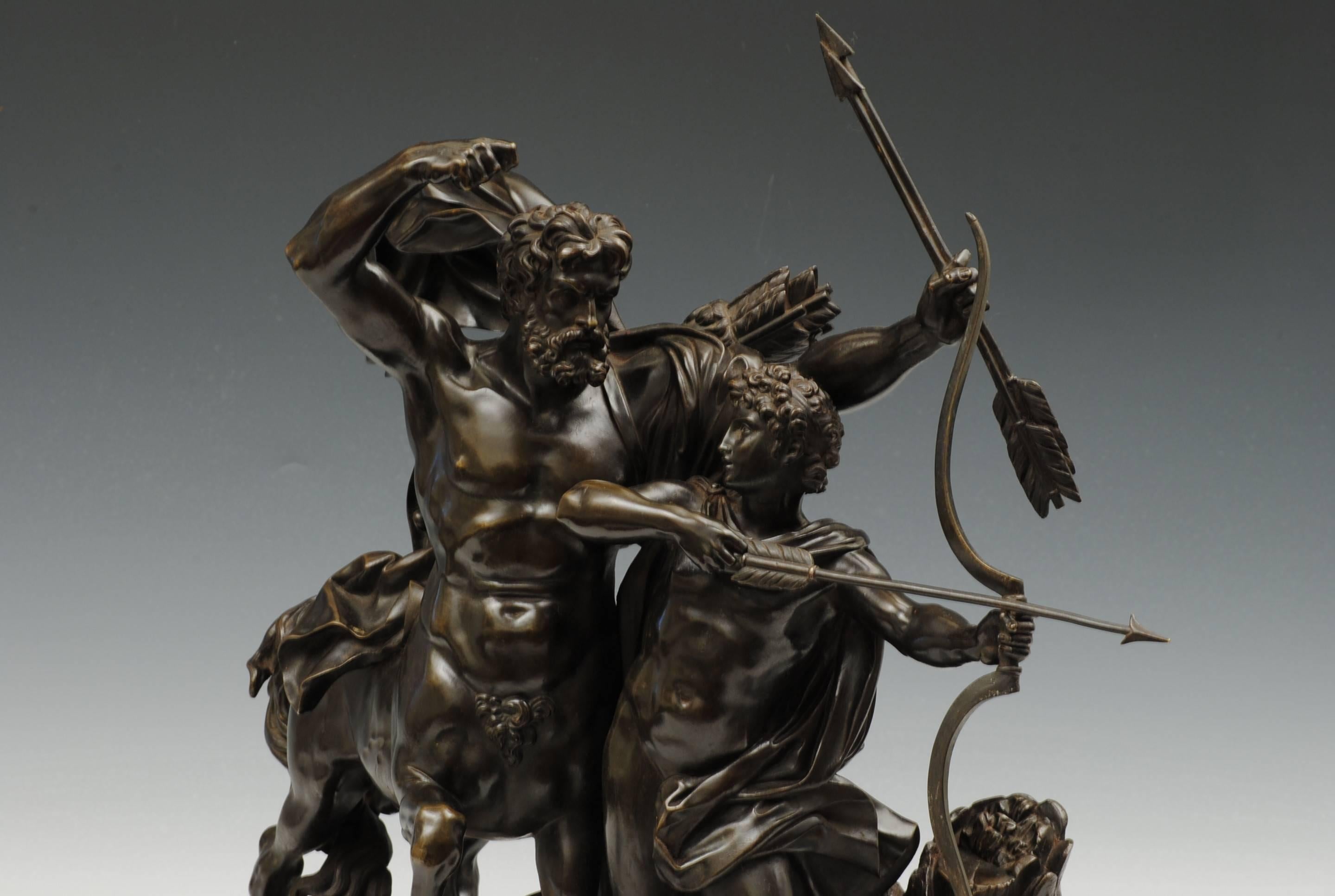 A fine example of a bronze of the education of Achilles after the model by Francois Rude.