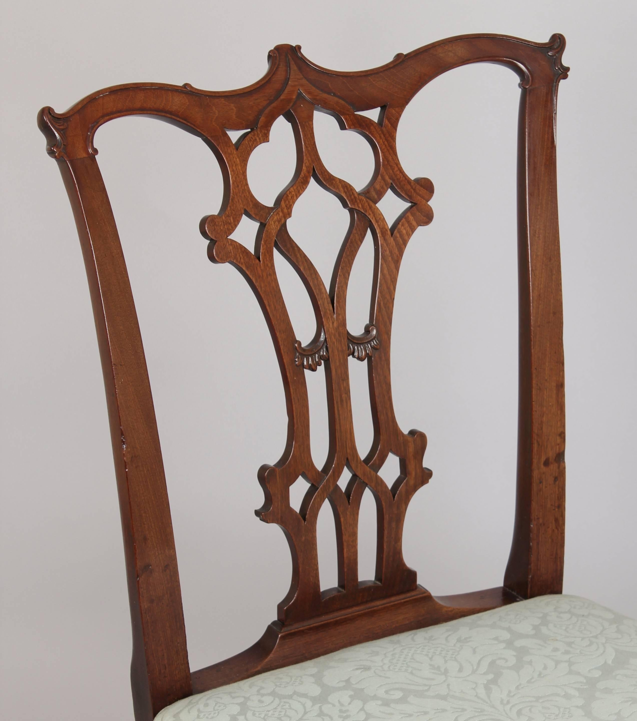 English Fine Pair of George III Period Mahogany Side-Chairs in the Chippendale Manner