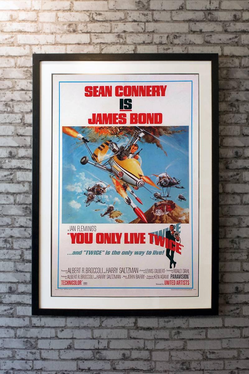 Superspy James Bond (Sean Connery) goes to the Land of the Rising Sun to combat the evil forces of Spectre in this, one of the most action-packed and gadget-laden entries in the popular franchise. The Style B one sheet with its über-cool gyrocopter