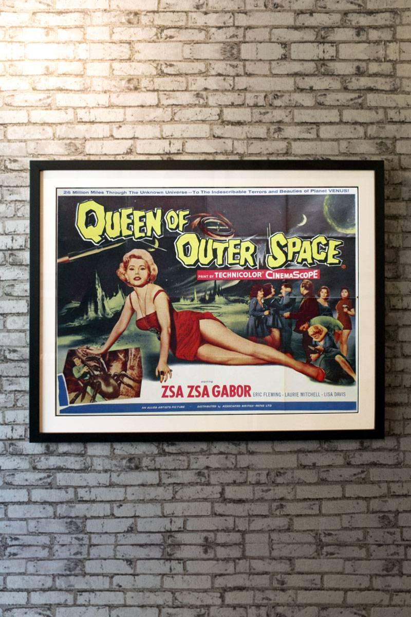 Zsa Zsa Gabor, the Hungarian-born beauty queen, graces this outstanding half sheet. The screenplay for this fun, campy flick, set on the female-run planet of Venus, was written by science fiction and horror writer Charles Beaumont, writer of some of