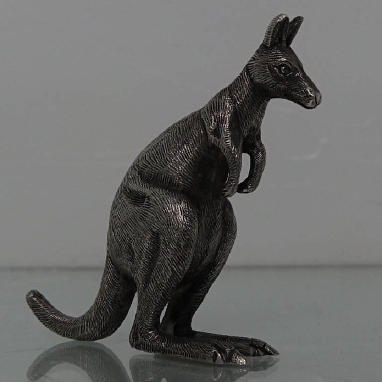 Late 19th Century Antique Silver Model of a Australian Kangaroo Maker Drummond, circa 1895