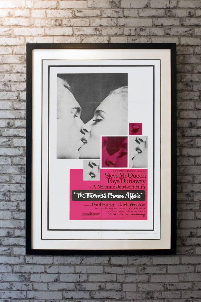Steve McQueen and Faye Dunaway star in one of the sexiest heist films of all cinema. McQueen is millionaire Thomas Crown, who robs a bank just for fun with investigator Vicki Anderson (Dunaway) hot on his trail. This poster depicts what is arguably