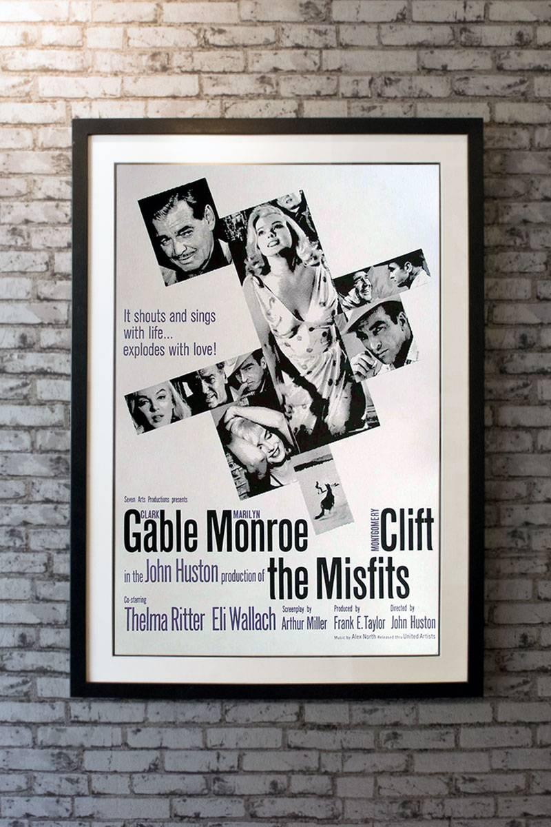 Arthur Miller, the great American playwright, wrote the screenplay as a vehicle for his soon-to-be bride, Marilyn Monroe. It was the last completed picture for both Ms. Monroe and Clark Gable. This iconic one sheet is flat folded, with no vertical