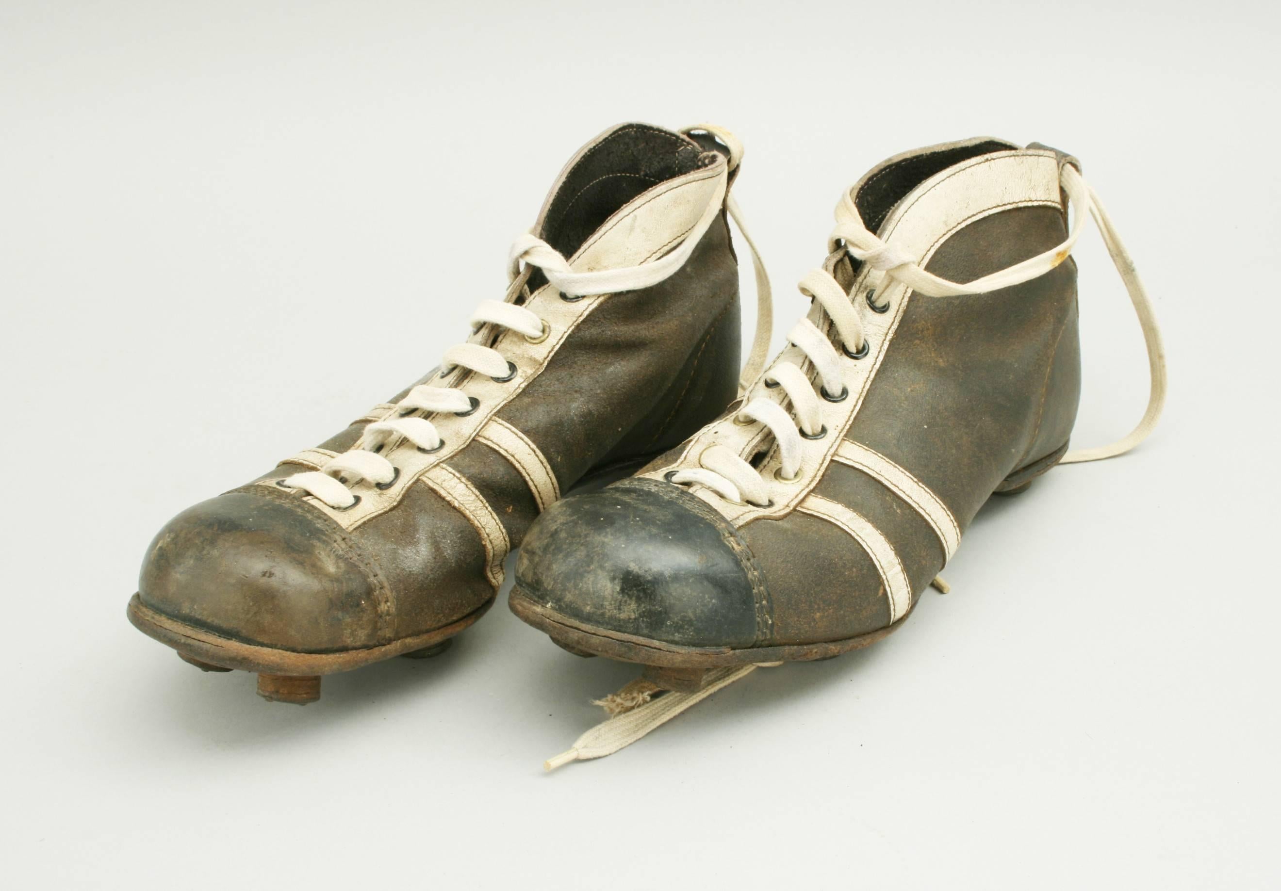 old leather football boots