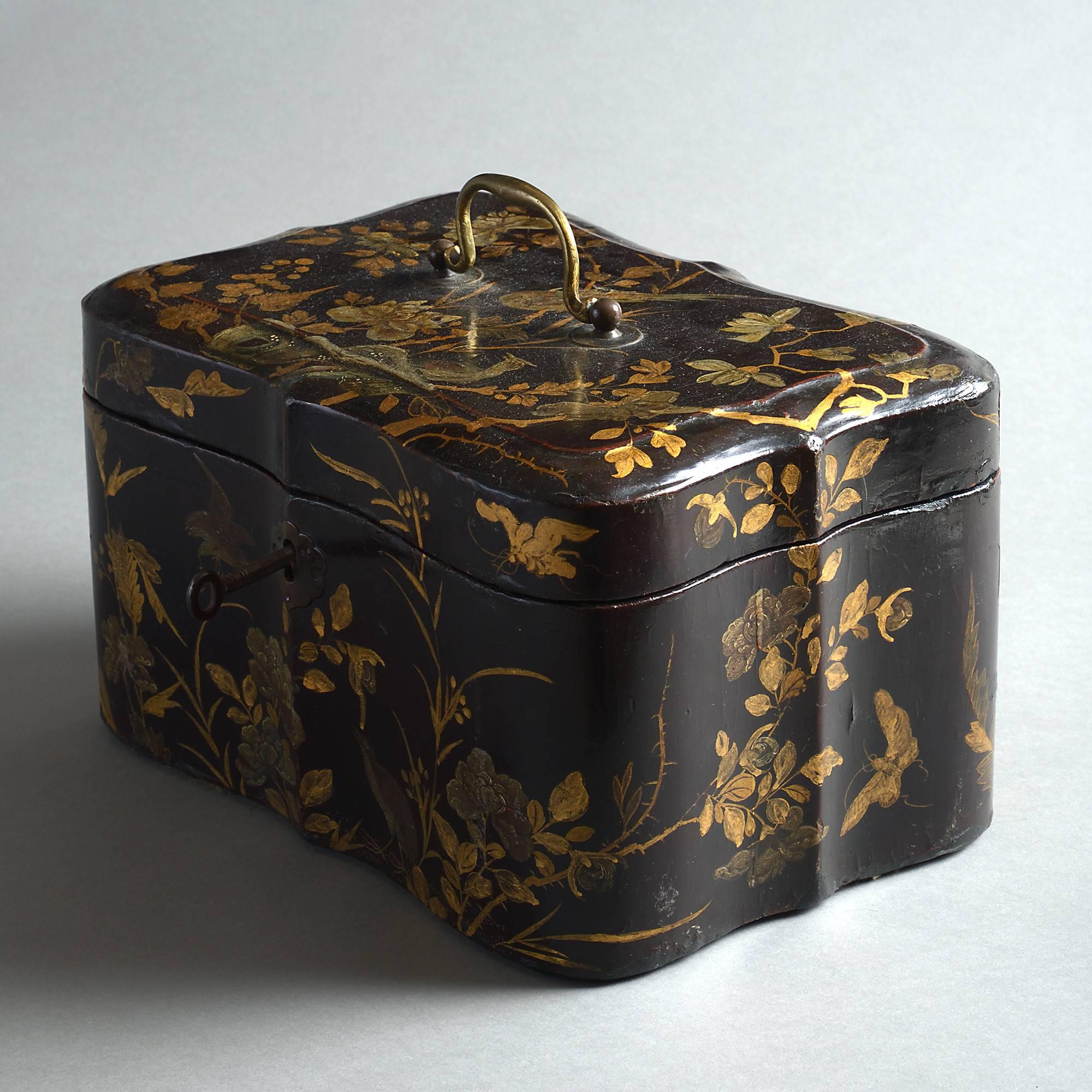 An 18th century Chinese Export black lacquer casket.