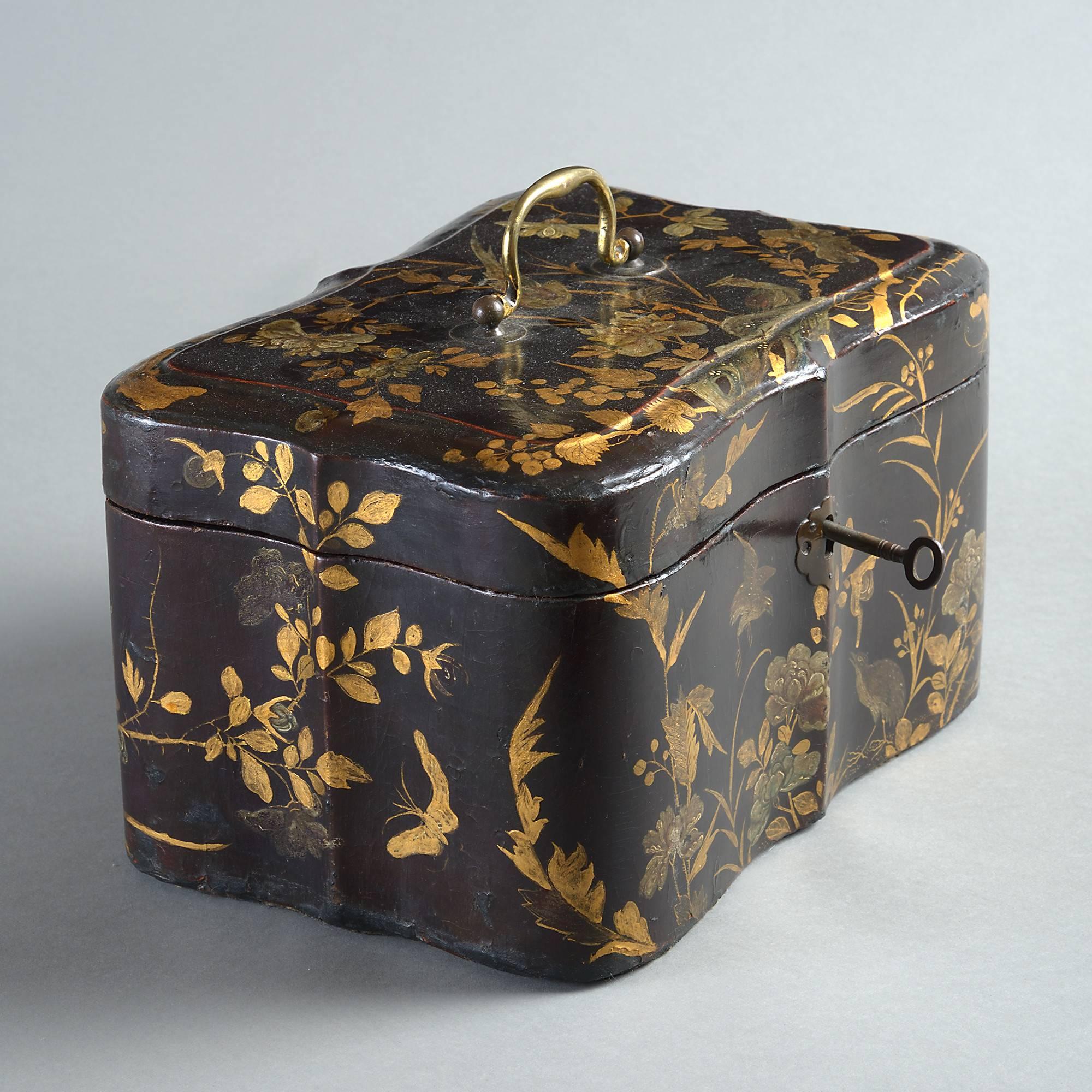 18th Century Chinese Export Black Lacquer Casket 1