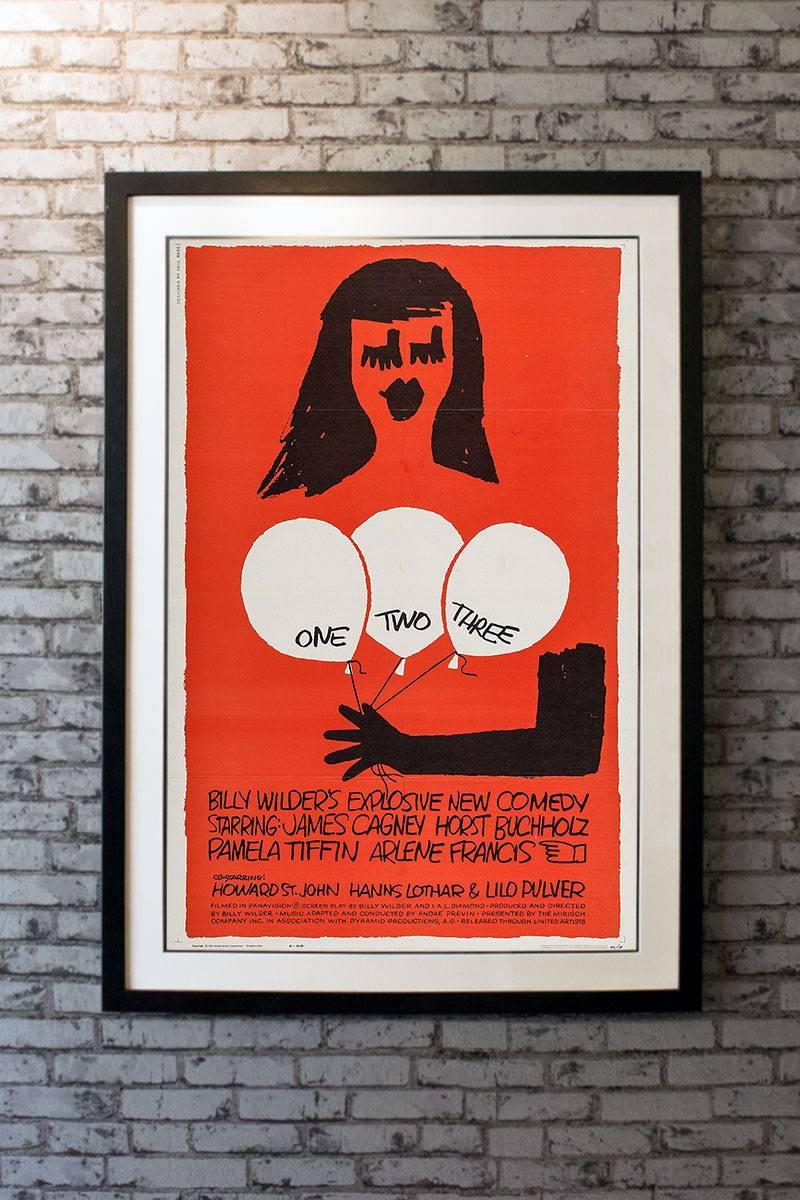 Saul Bass was at the peak of his form when he designed this poster for Billy Wilder's hilarious, fast-paced comedy about a Coca-Cola executive, in West Berlin, and who goes crazy when the boss's visiting daughter secretly marries a communist! This