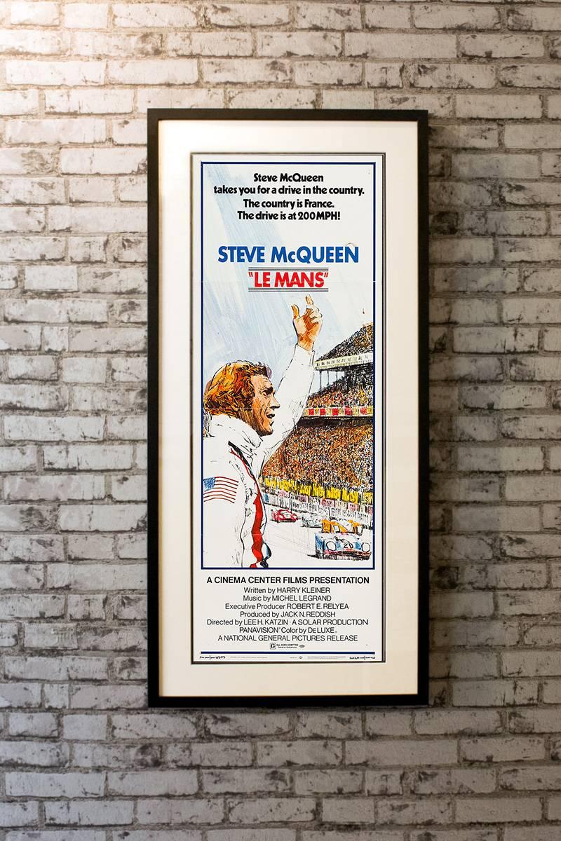 Steve McQueen takes you for a drive in the country. The country is France. The drive is at 200mph! Seminal racing movie with Steve McQueen. Art by Tom Jung. 

Linen-backing+ £100

Framing options:
Glass and single mount + £175
Glass and double