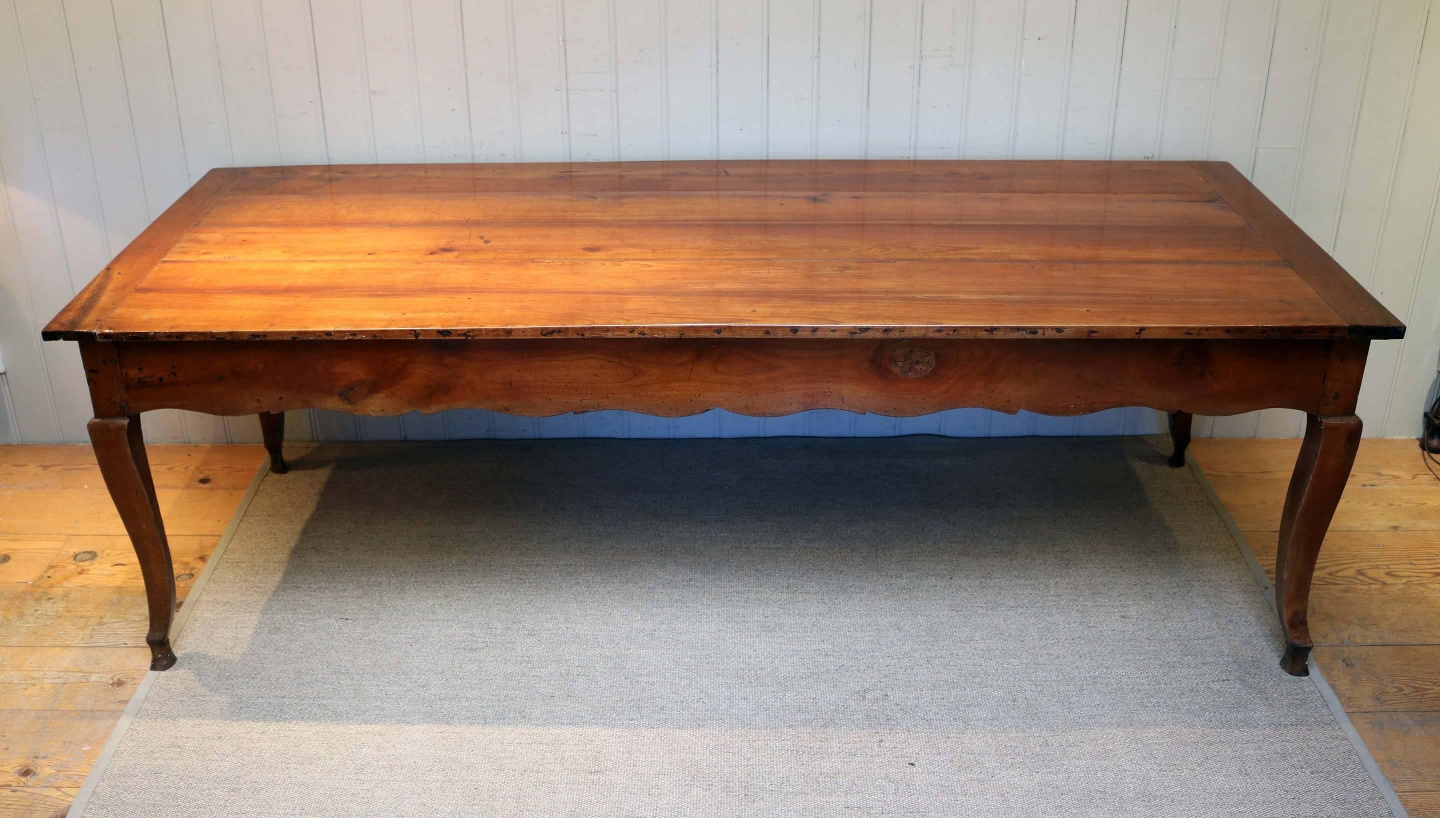 Substantial French Cherrywood Farmhouse Table In Good Condition In Buckinghamshire, GB