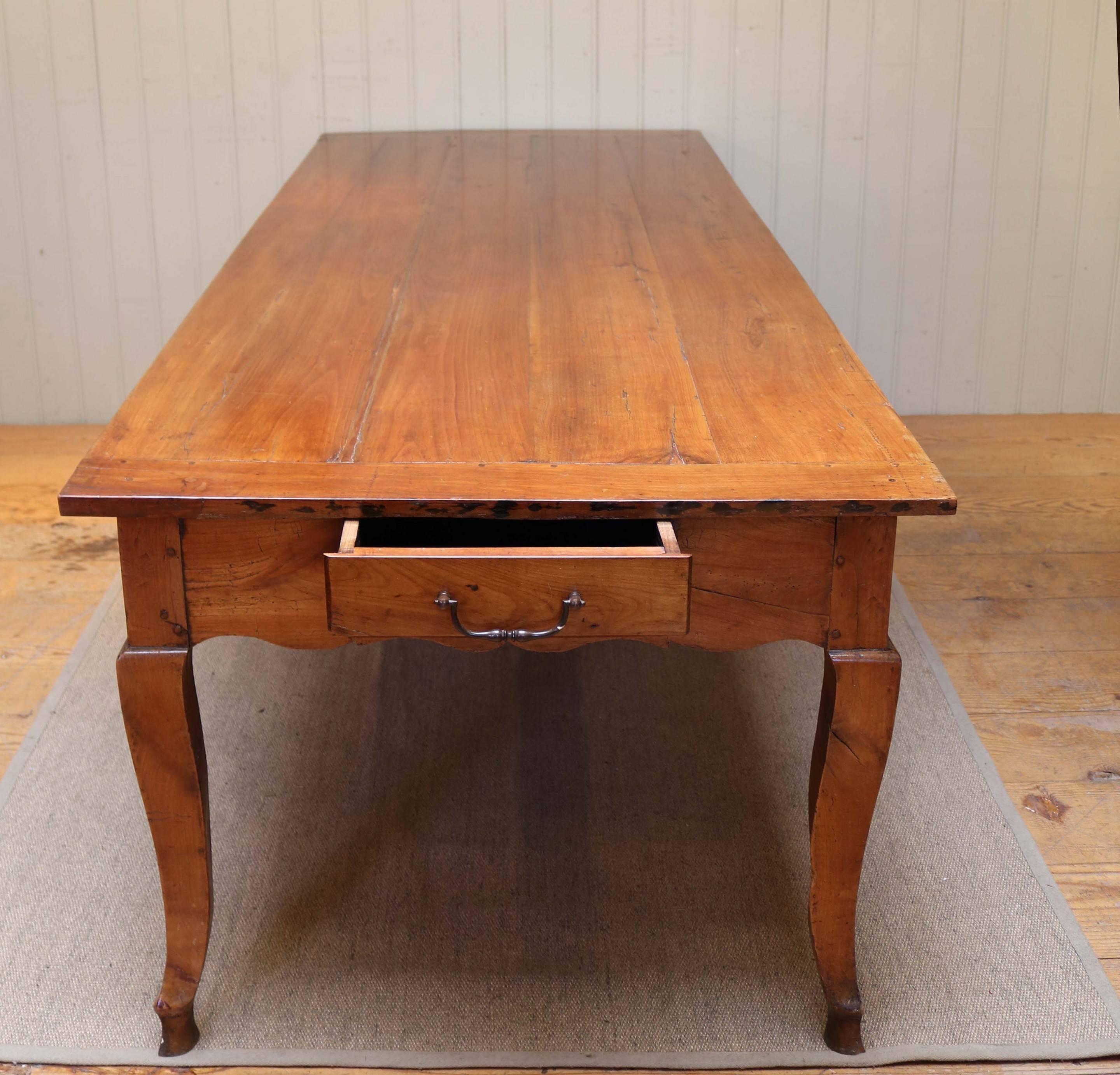 Substantial French Cherrywood Farmhouse Table 2