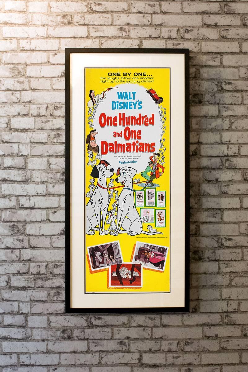 When a litter of Dalmatian puppies are abducted by the minions of Cruella de Vil, the parents must find them before she uses them for a diabolical fashion statement. 

Linen-backing + £100

Framing options:
Glass and single mount + £175
Glass