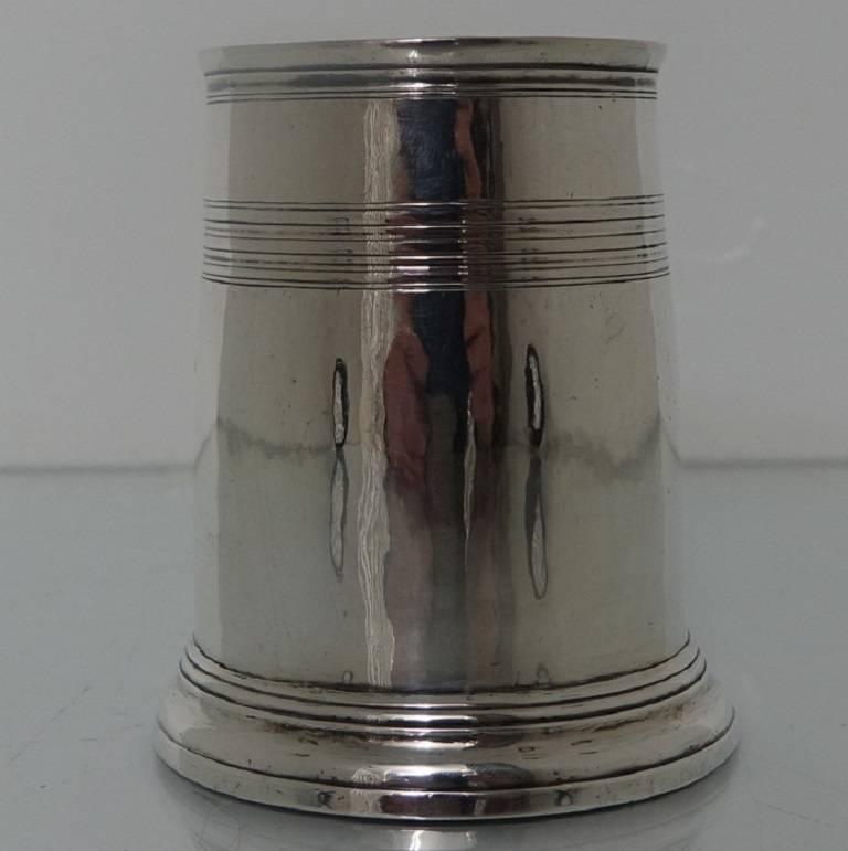 British Early 18th Century Britannia Silver Geo I Half Pint Mug Joseph Clare For Sale