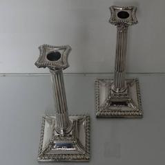 George III Antique Sterling Silver Candlesticks London, 1768 John Carter