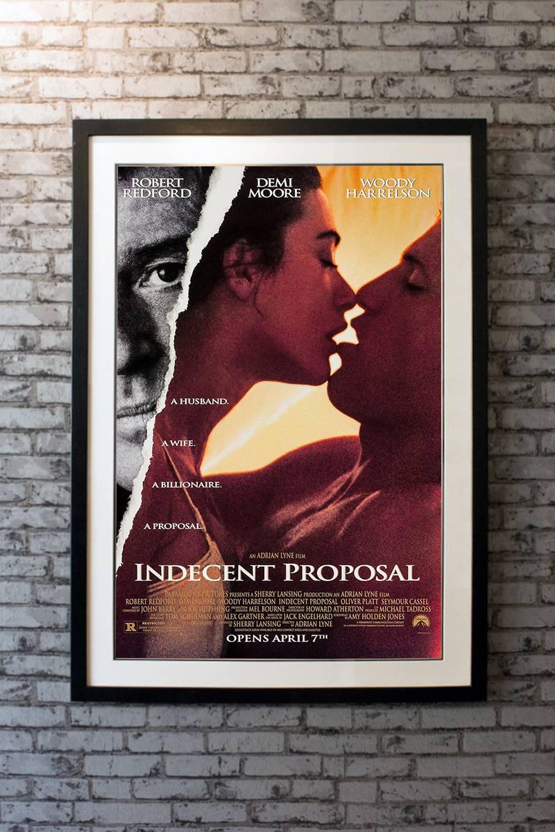 Indecent Proposal is a 1993 drama film based on the novel of the same name by Jack Engelhard. It was directed by Adrian Lyne and stars Robert Redford, Demi Moore, and Woody Harrelson. 

Linen-backing + £150

Framing options:
Glass and single