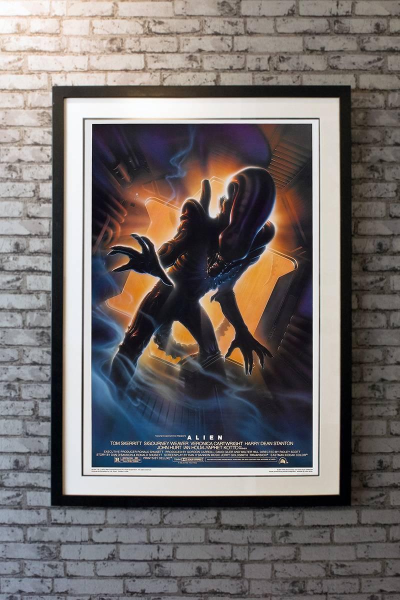While technically science fiction film, ‘Alien’ is also one of the greatest horror/suspense movies ever made and considered by many to be Ridley Scott's masterpiece. This cult classic one sheet poster imagery has also achieved near iconic status and