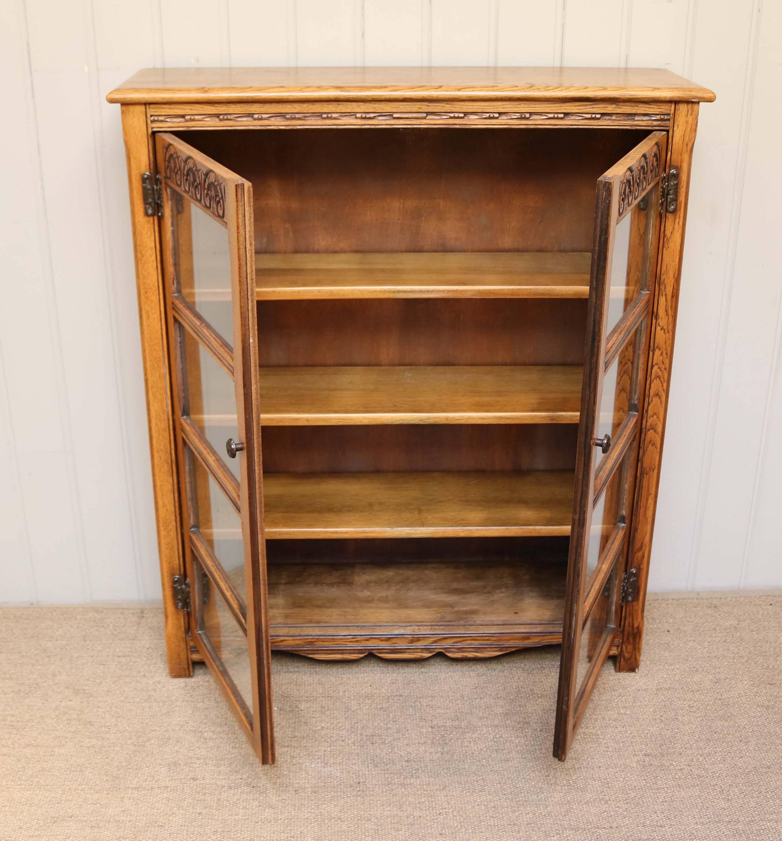 Solid Oak Glazed Bookcase For Sale 3