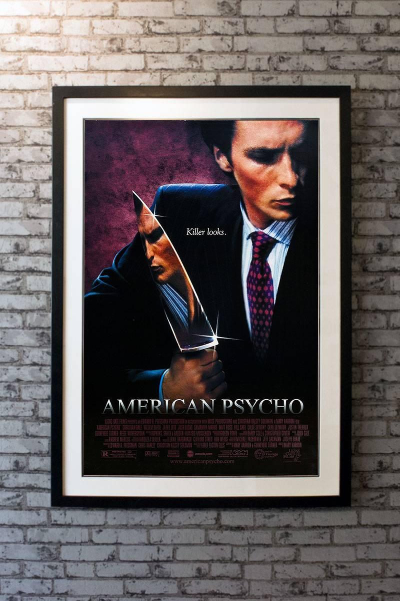 A wealthy New York investment banking executive hides his alternate psychopathic ego from his co-workers and friends as he escalates deeper into his violent, hedonistic fantasies. 

Linen-backing + £150

Framing options:
Glass and single mount