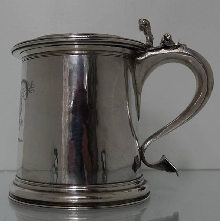 Great Britain (UK) Charles II Antique Sterling Silver Lidded Tankard Maker Rm Conjoined