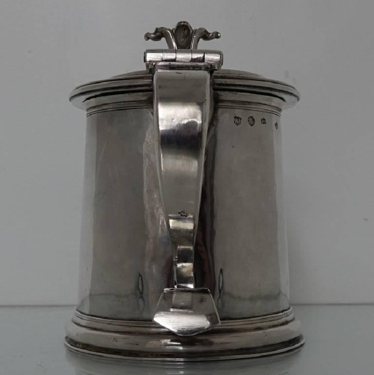 Charles II Antique Sterling Silver Lidded Tankard Maker Rm Conjoined 2